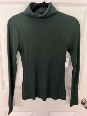 Old Navy Dark Green Ribbed Turtleneck Long Sleeve Top